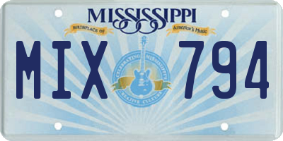MS license plate MIX794