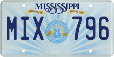 MS license plate MIX796