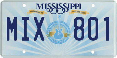 MS license plate MIX801