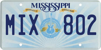 MS license plate MIX802