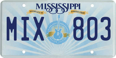 MS license plate MIX803