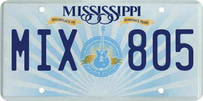 MS license plate MIX805