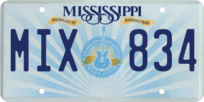 MS license plate MIX834