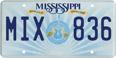 MS license plate MIX836