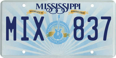 MS license plate MIX837