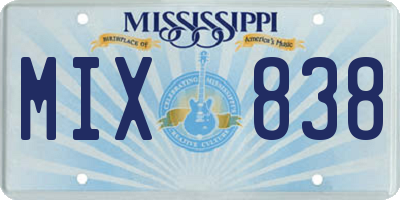 MS license plate MIX838