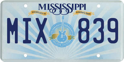 MS license plate MIX839