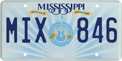 MS license plate MIX846