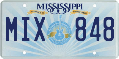 MS license plate MIX848