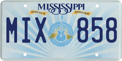 MS license plate MIX858