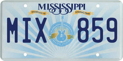 MS license plate MIX859