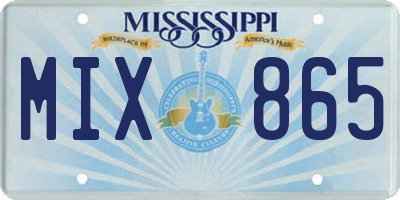 MS license plate MIX865
