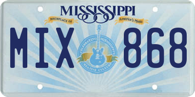 MS license plate MIX868