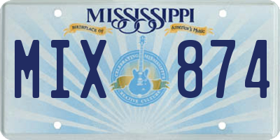 MS license plate MIX874