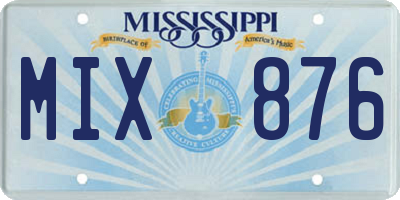 MS license plate MIX876