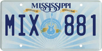 MS license plate MIX881