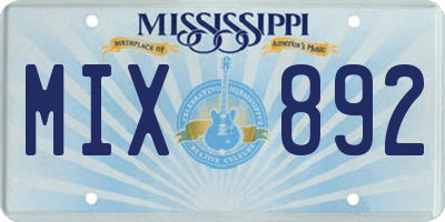 MS license plate MIX892