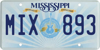 MS license plate MIX893
