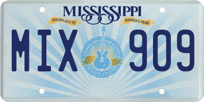 MS license plate MIX909