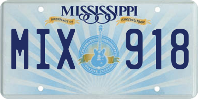 MS license plate MIX918