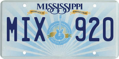 MS license plate MIX920