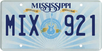 MS license plate MIX921