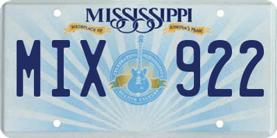 MS license plate MIX922