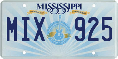 MS license plate MIX925
