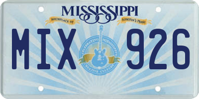 MS license plate MIX926
