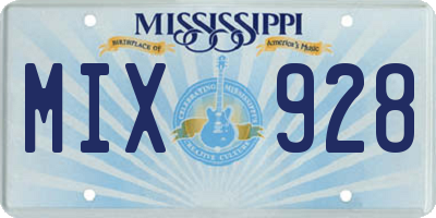 MS license plate MIX928