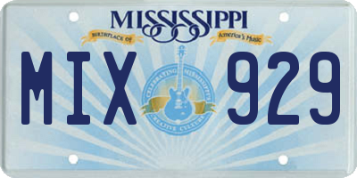 MS license plate MIX929