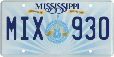 MS license plate MIX930