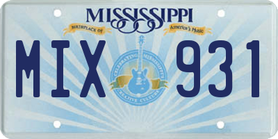 MS license plate MIX931