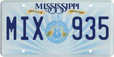 MS license plate MIX935
