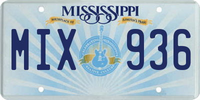 MS license plate MIX936