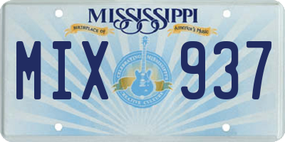 MS license plate MIX937