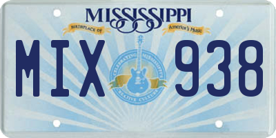 MS license plate MIX938