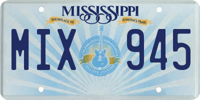 MS license plate MIX945