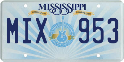 MS license plate MIX953