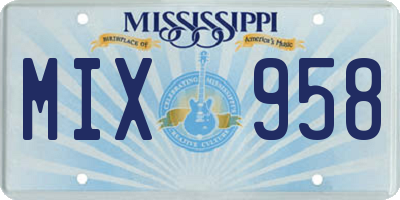 MS license plate MIX958