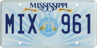 MS license plate MIX961