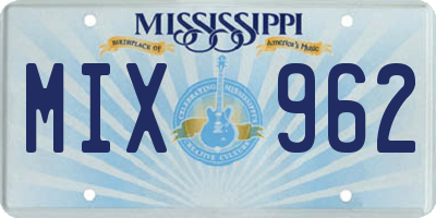 MS license plate MIX962