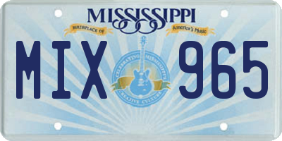 MS license plate MIX965