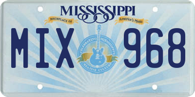 MS license plate MIX968