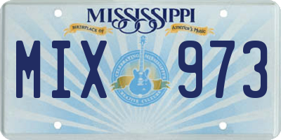MS license plate MIX973