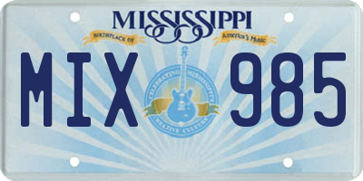 MS license plate MIX985