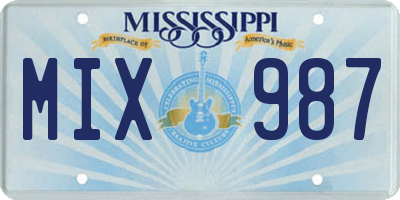 MS license plate MIX987