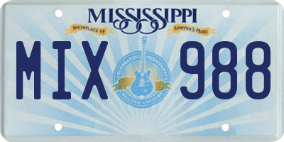 MS license plate MIX988
