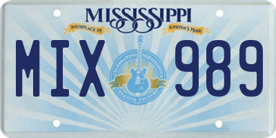 MS license plate MIX989
