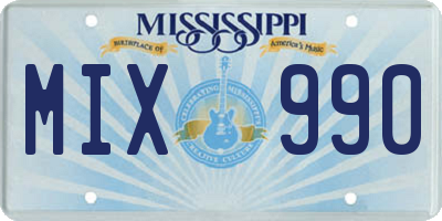 MS license plate MIX990